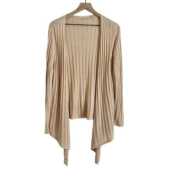 Soft Surroundings Silk Inglis Cardigan Sweater Sand Cream‎ Beige Size Large - Picture 1 of 8